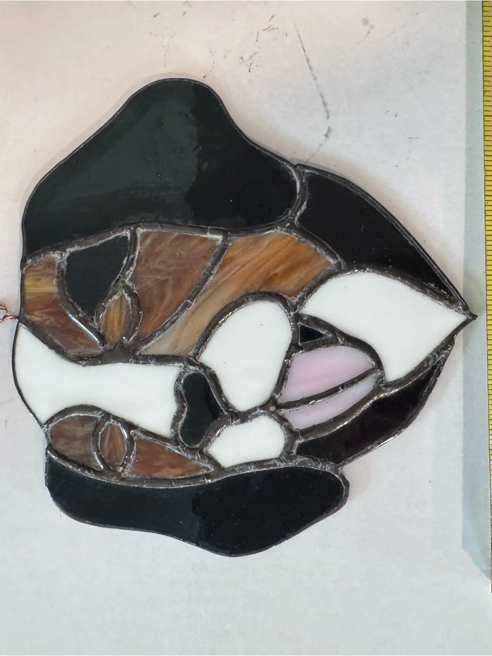 Stained Glass Dog Suncatcher - Brown & Black Decorative Pet Art